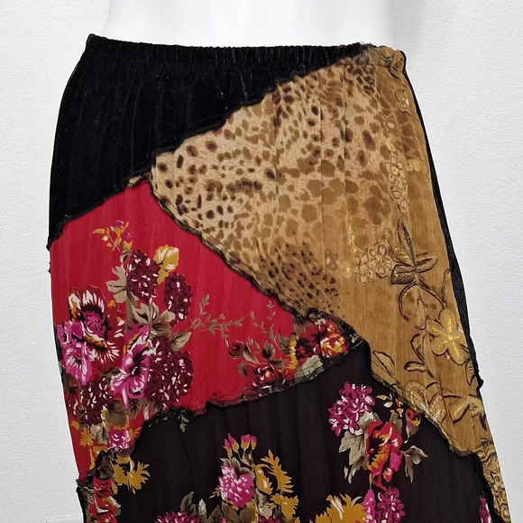 Koret Velvet Whimsy Goth Animal Print Floral Romantic Goth Maxi Witchy Skirt S/P - Picture 2 of 13